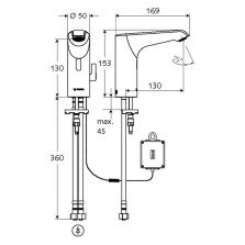 Baterie lavoar cu senzor si mixer SCHELL XERIS E HD-M cromat, alimentare cu baterii 6V