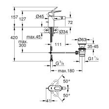Baterie bideu Grohe Bauloop monocomanda 1/2