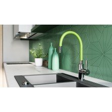 Baterie bucatarie Ferro Zumba cu pipa flexibila verde BZA4G
