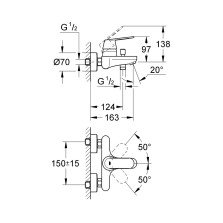 Baterie cadă/duș monocomandă Grohe Eurosmart Cosmopolitan 1/2