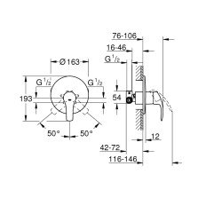 Baterie dus monocomanda Grohe Eurosmart 1/2
