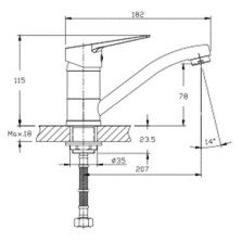 Baterie lavoar cu gat lung BIRKEN 7125163C-B crom