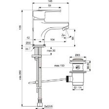 Baterie lavoar Ideal Standard IdealStream B1262AA crom cu ventil pop-up