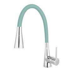 Baterie bucatarie Ferro Zumba II cu pipa flexibila verde menta BZA42M