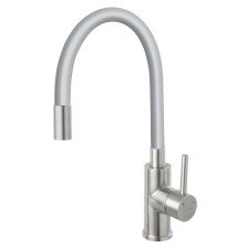 Baterie bucatarie Ferro Zumba cu pipa flexibila argintie inox BZA4SSS