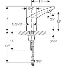 Baterie de lavoar Geberit tip 185, alimentare electrică de la reţea