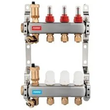 Distribuitor incalzire pardoseala cu debitmetre Ferro inox filet interior 3 cai, 1"