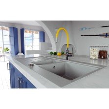 Baterie bucatarie Ferro Zumba cu pipa flexibila galbena BZA4C