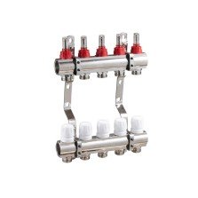 Distribuitor-colector din inox Innofloor INNOFLOW-M-16, 16 circuite, 1 inch, cu debitmetre, pentru încălzire în pardoseală