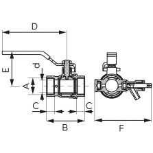 Robinet apa cu bila Ferro F-Power G1/2 cu golire, aerisire manuala si dop KFPW1
