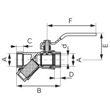 Robinet apa cu bila Ferro F-Power G1/2 cu filtru incorporat KFPZF1