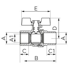 Robinet gaz cu bila Ferro KGMN 3/4" interior-exterior cu maner fluture