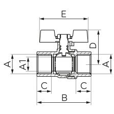 Robinet gaz cu bila Ferro KGMN 1/2" interior-interior cu maner fluture