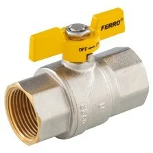 Robinet gaz cu bila Ferro KGMN 1" interior-interior cu maner fluture