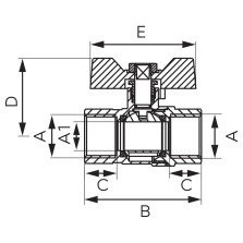 Robinet gaz cu bila Ferro KGMS 1/2" interior-interior cu maner fluture