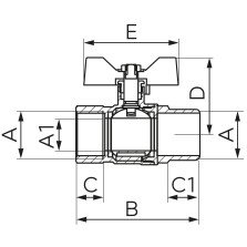 Robinet gaz cu bila Ferro KGMS 1/2" interior-exterior cu maner fluture
