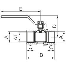 Robinet gaz cu bila Ferro KGN 1/2 interior-interior cu maneta