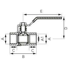 Robinet gaz cu bila Ferro KGS 1/2 interior-interior cu maneta