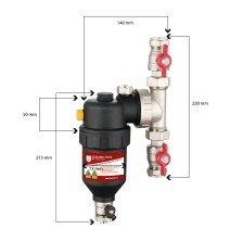 Filtru anti-magnetita Cleanex HF1 3/4, racord 22, solutie protectie instalatii termice Cleanex Allround 1 kg, 5 ani garantie