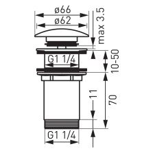Ventil lavoar Ferro S285B, click clack, alama, crom, diametru 1 1/4