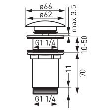 Ventil lavoar Ferro S285BR , alama, auriu, 1 1/4"