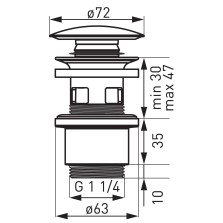 Ventil lavoar Ferro S288PPCB, ceramic, ppr, negru, 1 1/4”