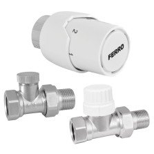 Set robineti radiator drepti 1/2” cu cap termostatic Ferro ZTM20