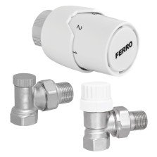 Set robineti radiator coltari 1/2” cu cap termostatic Ferro ZTM21