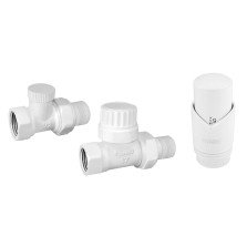 Set robineti radiator drepti 1/2” cu cap termostatic, alb Ferro ZTM30WH