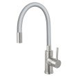 Baterie bucatarie Ferro Zumba cu pipa flexibila argintie inox BZA4SSS
