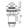 Ventil lavoar Ferro S283-BL-B click-clack, alama, negru, diametru 1 1/4"