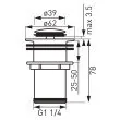 Ventil lavoar Ferro S283B, click-clack, alama, crom, diametru 1 1/4