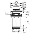 Ventil lavoar Ferro S285-BL-B, click clack, alama, negru, diametru 1 1/4