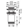 Ventil lavoar Ferro S285, click clack, alama, crom, diametru 1 1/4