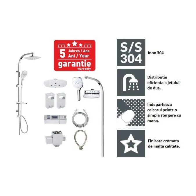 Set de duș Gehler QUADRAT ZH904 INOX - 2 functii