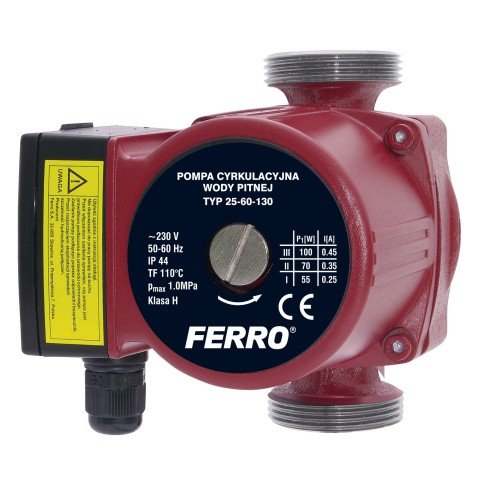 Pompa circulatie Ferro 0204W 25-60 130 pentru apa potabila