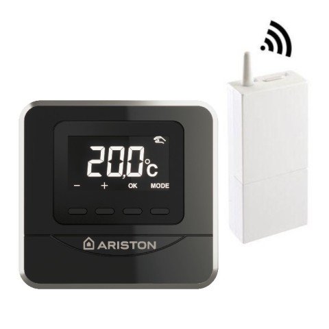 Termostat fara fir programabil Ariston CUBE RF cu receptor EBUS2 Negru
