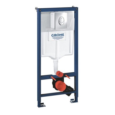 Rezervor cu cadru incastrat pentru WC Grohe Rapid SL 3 in 1, sistem de prindere inclus + clapeta Skate Air, crom lucios
