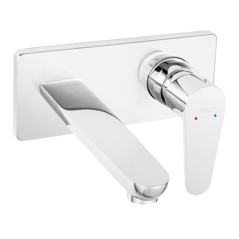 Baterie lavoar Ferro Algeo incastrata cu pipa 18 cm crom