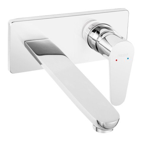Baterie lavoar incastrata Ferro Algeo cu pipa 22 cm crom