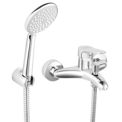 Baterie cada - dus Ferro ISSO de perete crom monocomanda cu set de dus inclus