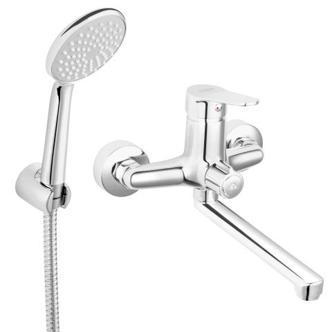 Baterie cada - dus Ferro ISSO crom monocomanda cu set de dus inclus