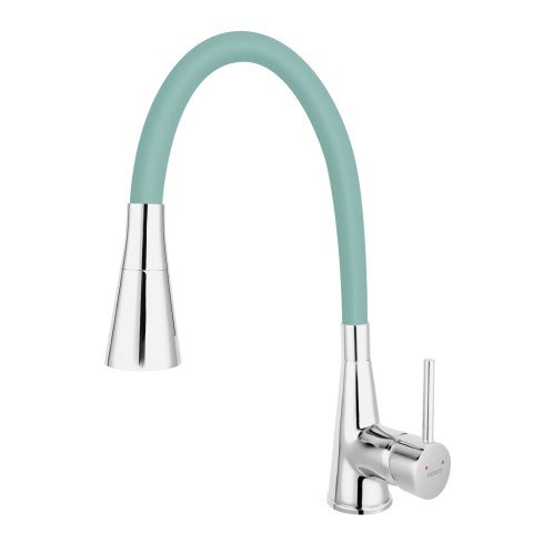 Baterie bucatarie Ferro Zumba II cu pipa flexibila verde menta BZA42M