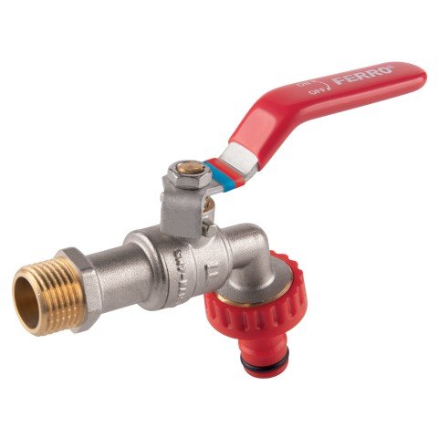 Robinet cu bila Ferro F-Comfort dublu serviciu 1/2, cu racord rapid din plastic KCPN1