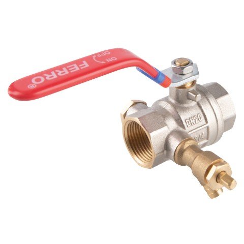Robinet apa cu bila Ferro F-Power G3/4 cu golire, aerisire manuala si dop KFPW2