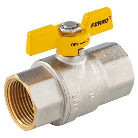 Robinet gaz cu bila Ferro KGMN 1" interior-interior cu maner fluture