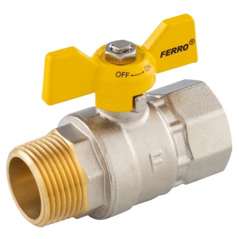 Robinet gaz cu bila Ferro KGMS 1/2" interior-exterior cu maner fluture