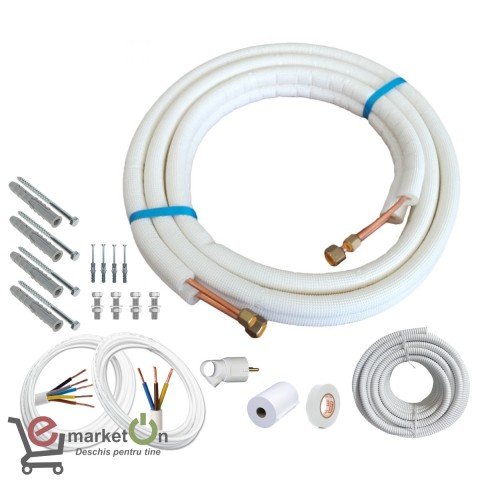 Kit complet montaj aer conditionat 24000 BTU, teava 5/8 - 3/8 - cu suporti - 3 metri