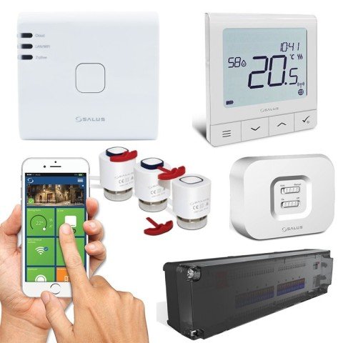 Pachet automatizare incalzire in pardoseala wireless Salus, 5 circuite - 2 zone