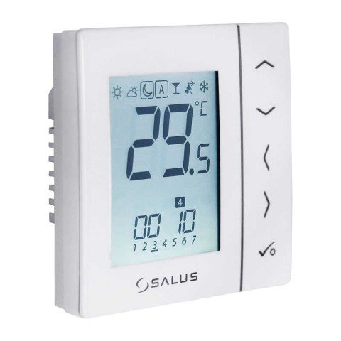 Termostat ambient Salus VS30W cu fir, programabil, montaj in doza, 5 ani garantie